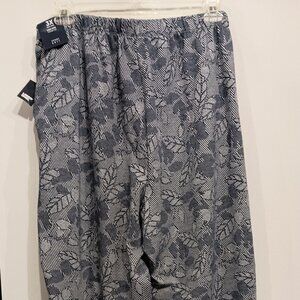 Lands End Pants Sport Knit High Rise Pull On Boho Lounge Floral Blue Size 3X